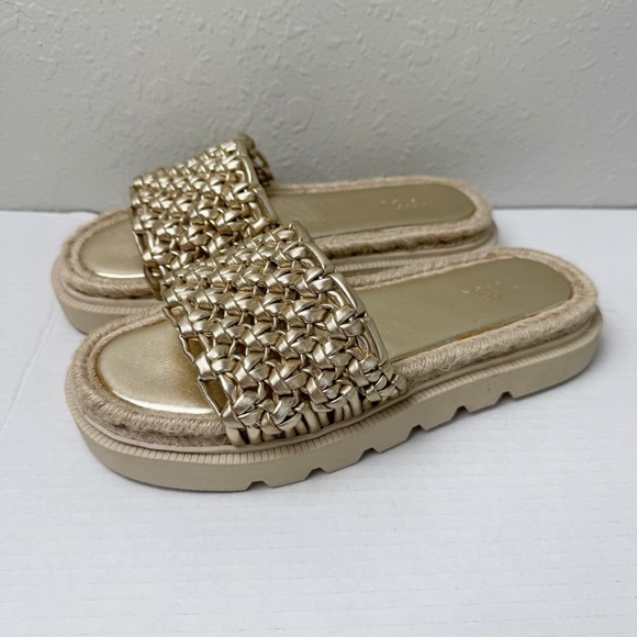 ASOS Shoes - ASOS Jupiter woven espadrille slides gold 6